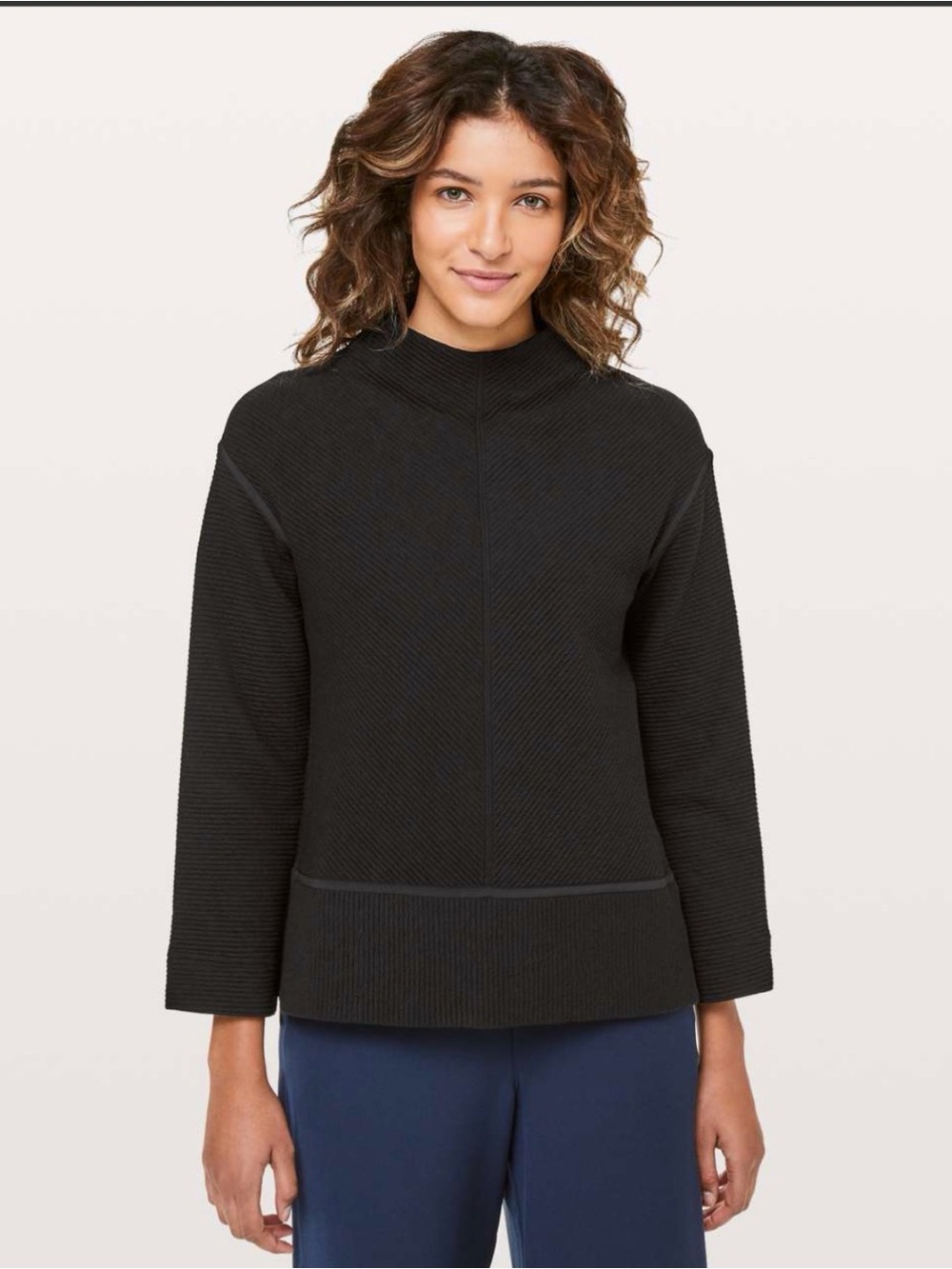 Lululemon  Black Mock-Turtleneck Ribbed Sweater Size 10